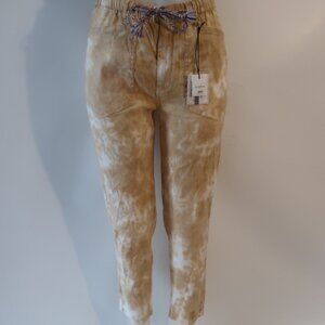 NWT Womens Me369 Elora Yellow, White Tie-Dye Jogger Pants M